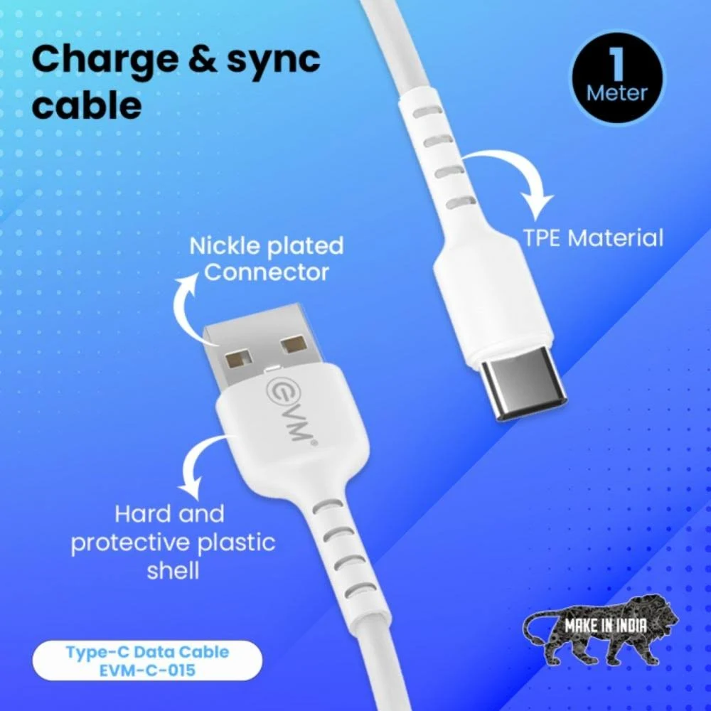 EVM USB To Type-C Charger | Data Transfer Cable 1m C015 view 5